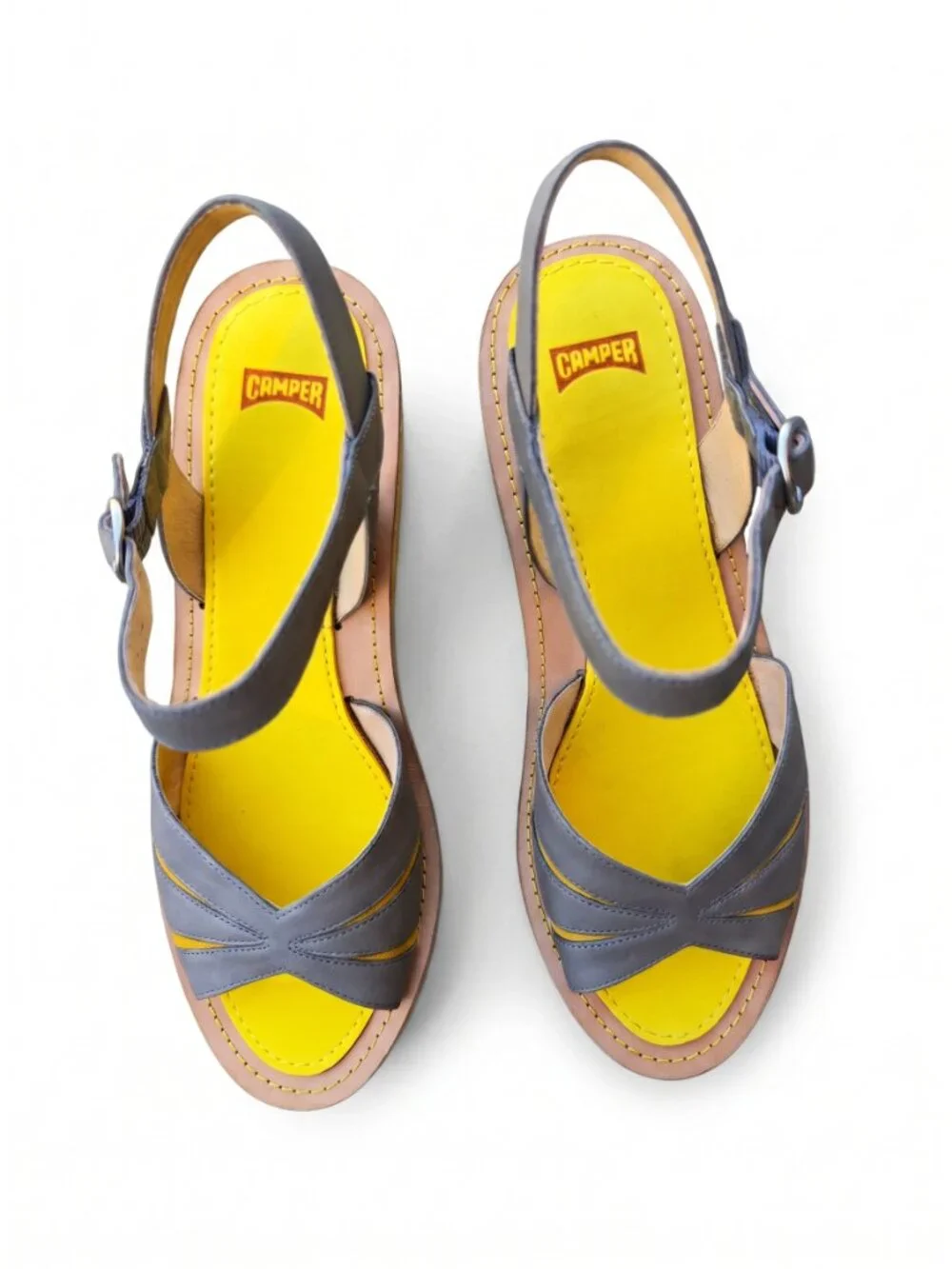 Camper Filippa Low Leather Colorblock Wedge Sandals EU 40 US 10 NIB
